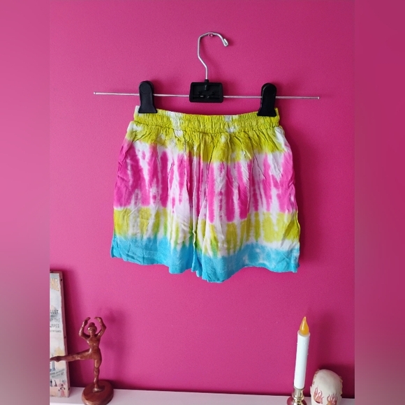 Colorful Tie-Dye Women's Shorts With Pockets & Beaded Drawstring • Size S • New! - Picture 2 of 9